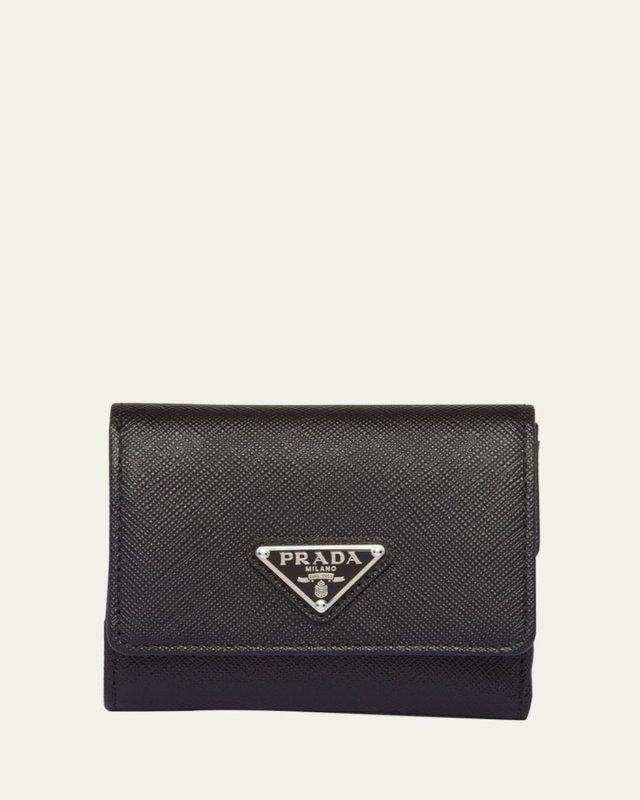 Compact Trifold Saffiano Leather Wallet